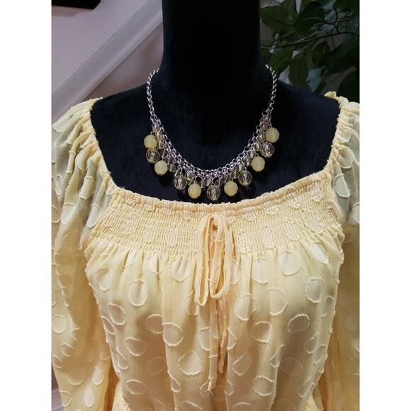 Lauren Conrad Women's Yellow 100% Polyester Scoop Neck Long Sleeve Top Blouse S - Picture 2 of 12